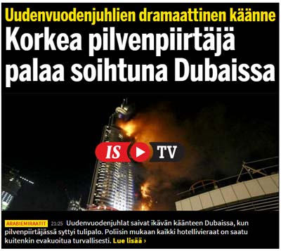 Dubain torni palaa
