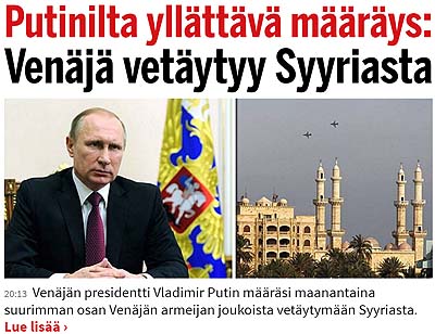 Putin vetäytyy syyriasta
